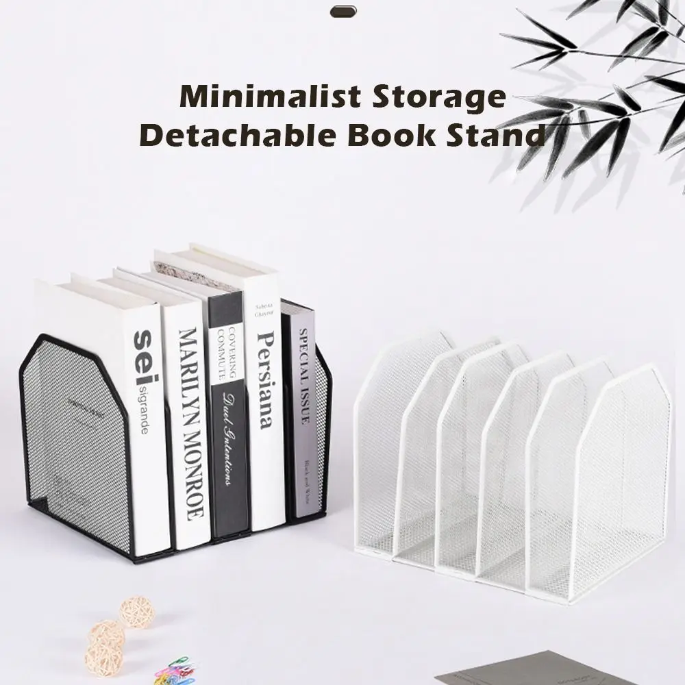 Space Saving 5/7 Grids Book Stand Detachable Adjustable Desk Organizer Metal Mesh Book Holder School Supplies