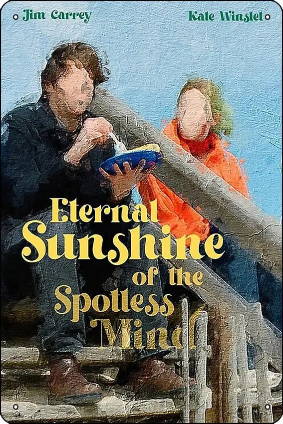 Eternal Sunshine of the Spotless Mind Movie Poster Metal Tin Sign Plaque Man Cave Wall 8x12 Inch Wall Art Decoration