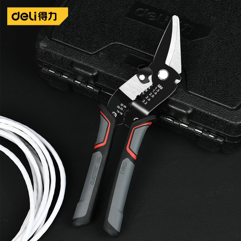 Deli 1 Pcs 8 Inch Straight/bent Electrician's Scissors Multifunction Shears Groove Cutting Wire and Thin Steel Plate Hand Tools