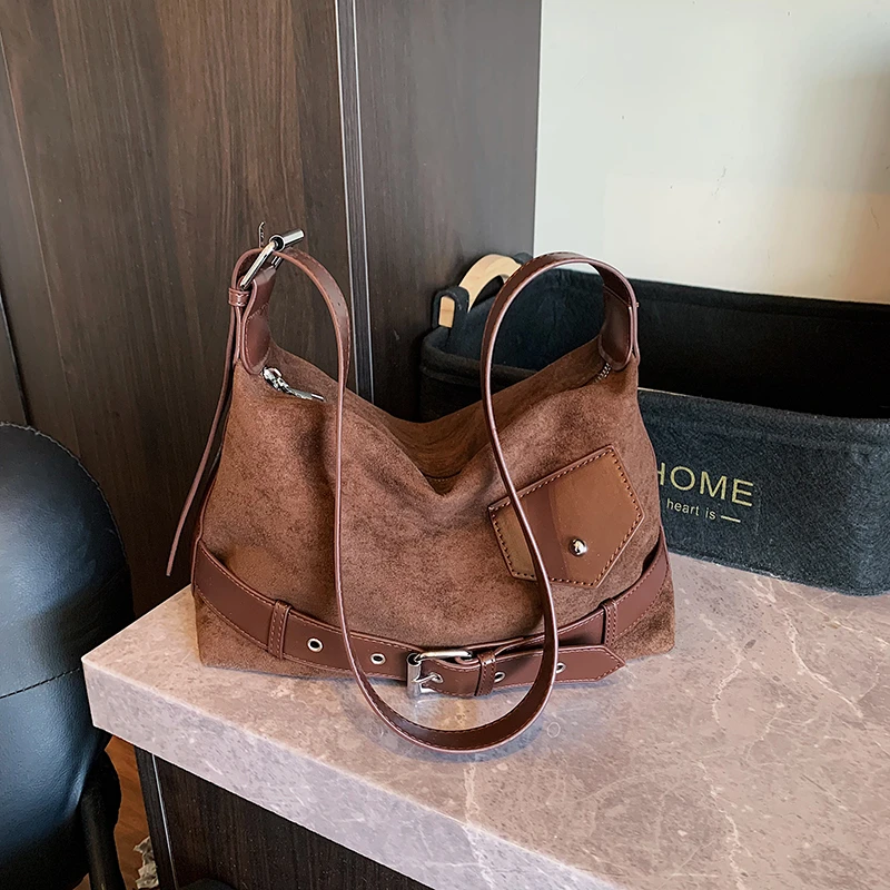 Hobo Bag Slouchy - Bolsa Transversal Hobo Vintage de Camurça
