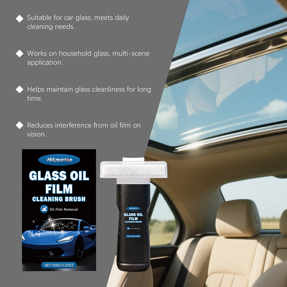 Car Window Grime And Film Eraser 2-in-1 Integrated Brush For Easy Use. Stubborn Water Spot Eradication