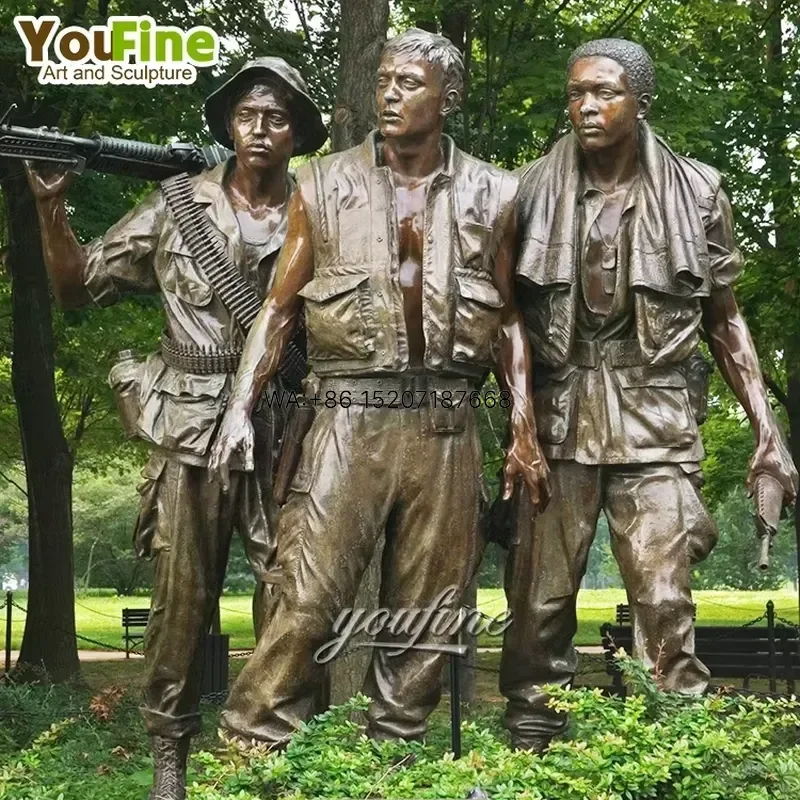 Wmwmnu for YOUFINE Life Size Bronze Three Warrior Statue Vietnam War Memorial Sculpture for Park Garden