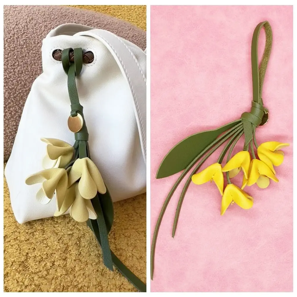 جميل شماعات زهرة بو الجلود قلادة اليدوية الكرتون الجلود المفاتيح الأزياء الإبداعية حقيبة قلادة اكسسوارات السيارات #4