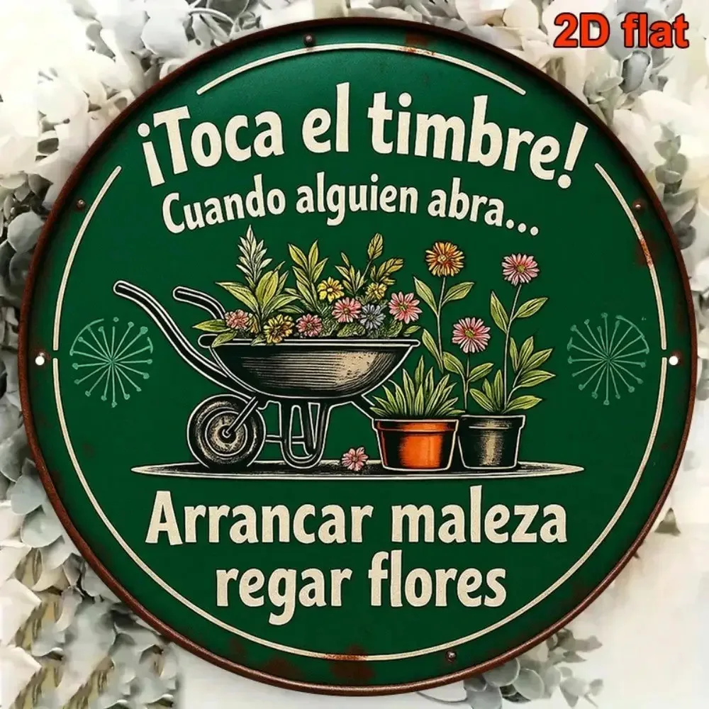 Vintage Spanish Garden Metal Tin Sign Retro Wheelbarrow Floral Wall Decor for Home & Patio