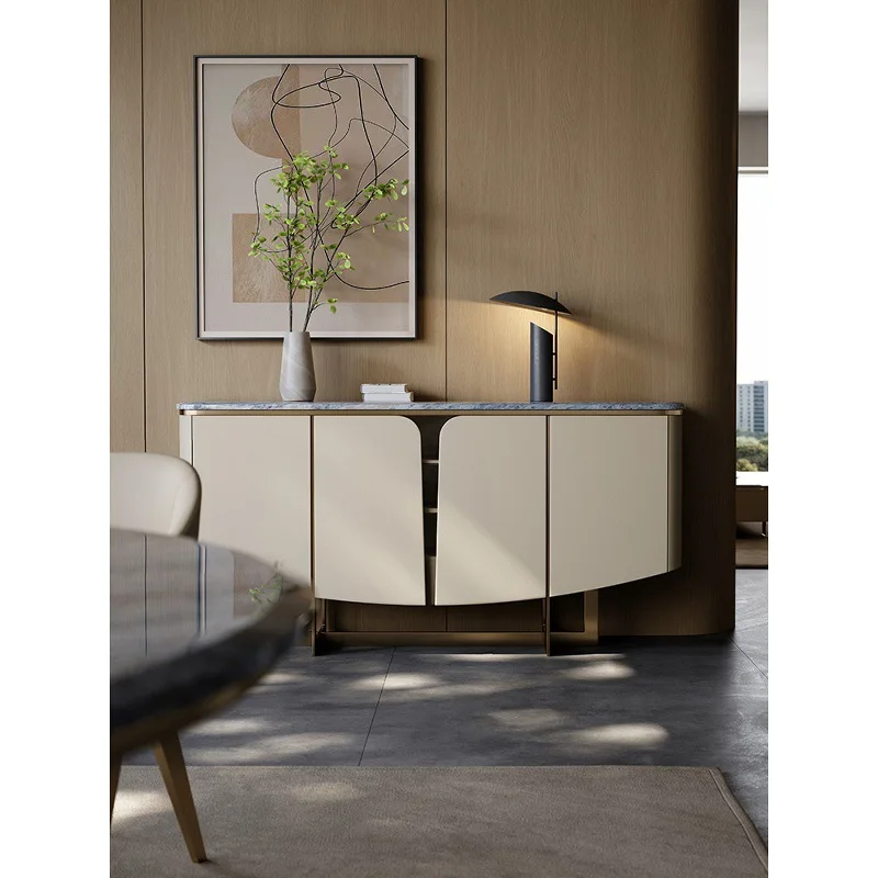 Light luxury storage living room wall high-end wine cabinet, household natural marble dining side cabinet
