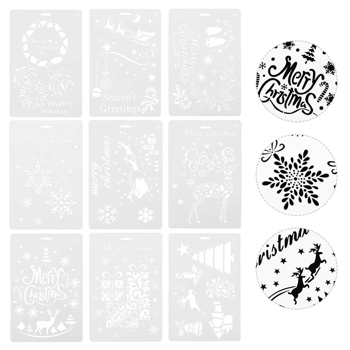 

9 Pcs Christmas Painting Template Xmas Stencils Craft Drawing Decor Decoration Decorate DIY