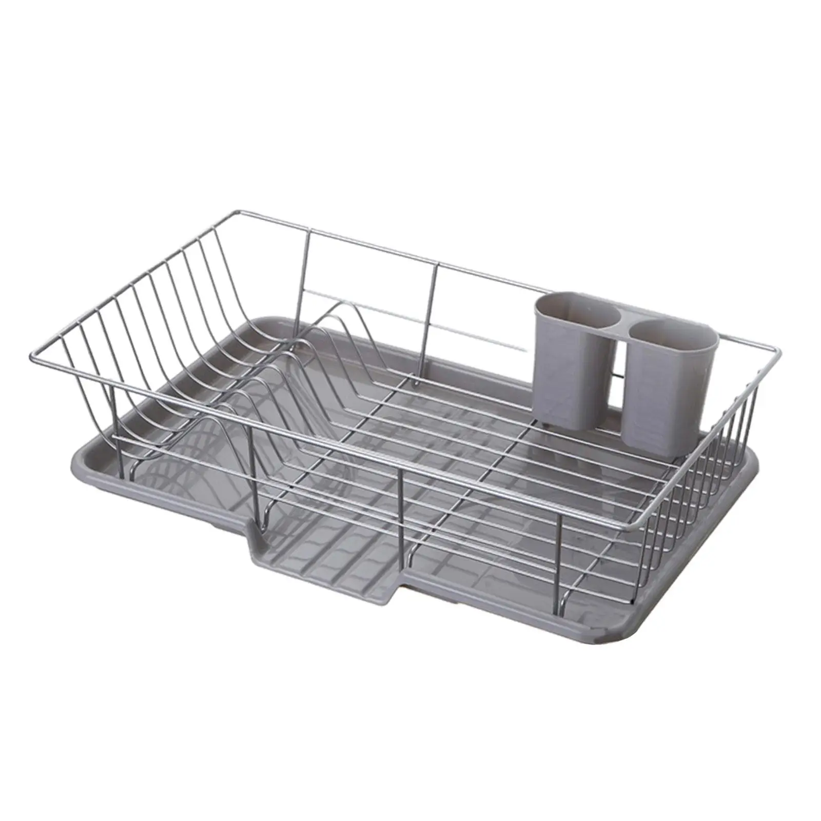 Self Draining Dish Dryer with Drainboard Counter Dish Drainer Kitchen Drying Rack for Countertop Kitchen Bowls Cups Forks