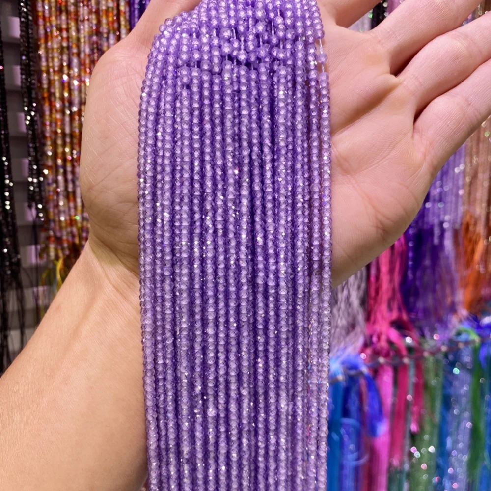 Natural 2x3MM Faceted Zircon Stone Beads Natural Stone Loose Beads for Jewelry Making Diy Bracelet Accessories