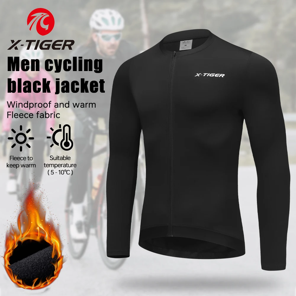 X-TIGER Fleece Lycra fabric long-sleeved cycling clothing new men and women fall and winter cycling road bike padded tops