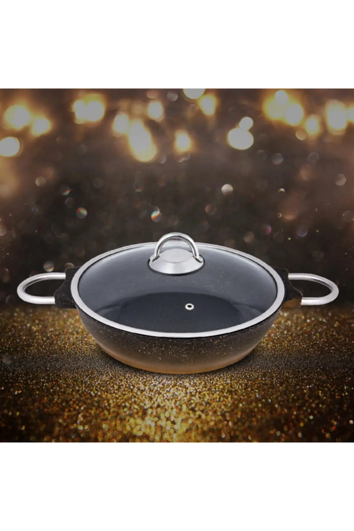 DOLBOVI quartz 26 cm black Gold belly pot--- -- -- -- can be entered into the oven.