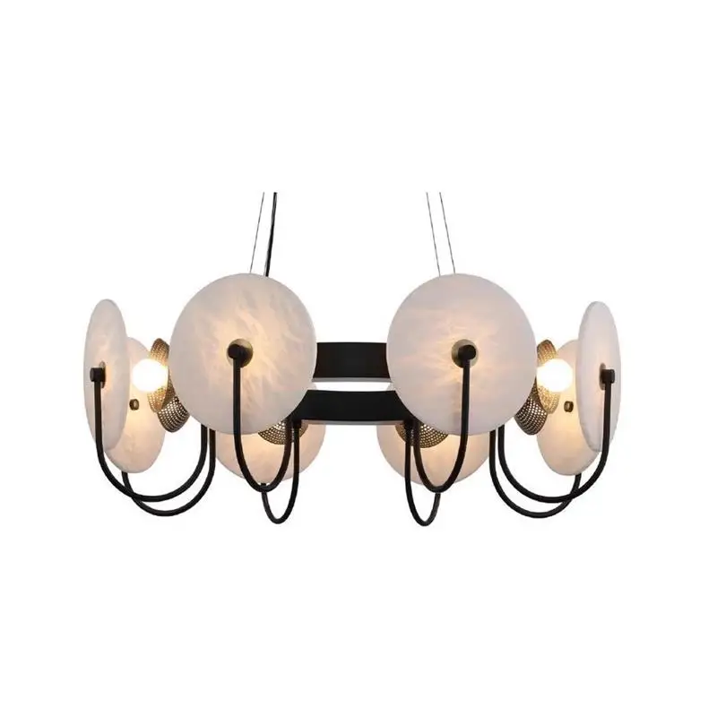 

French light luxury retro Spanish marble all-copper living room chandelier, villa hall bedroom high-end atmospheric lamp