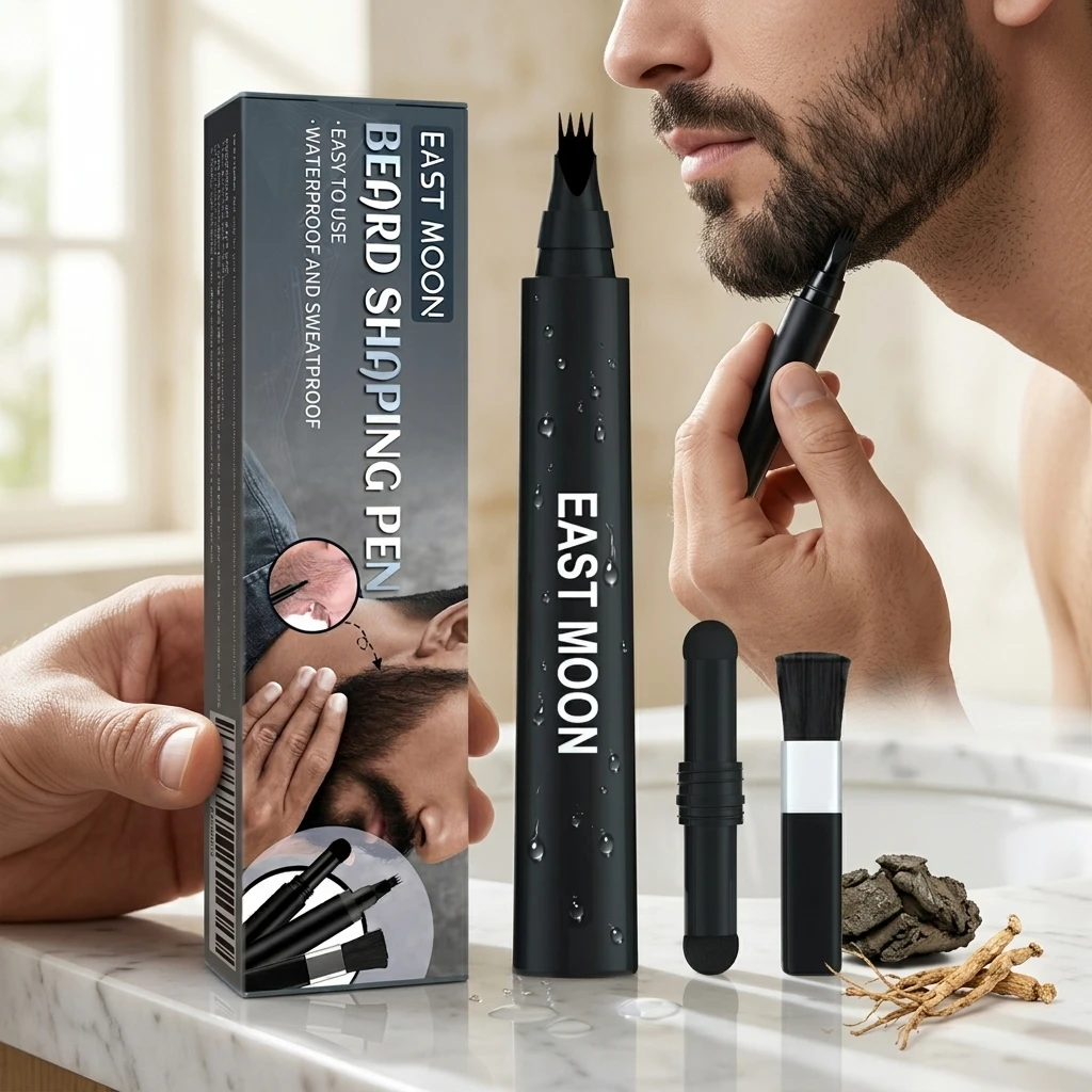 Instant Black Beard Filler Pen Set Waterproof Beard Coloring Pen Filling Enhancer Enhancing Moustache Styling Grooming Tool Kit