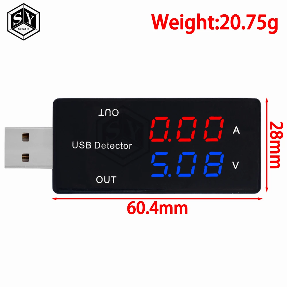 Red+Blue Dual USB Current Voltage Charging Detector Tester Battery Voltmeter Ammeter Charger Doctor