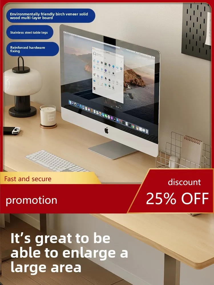 

ZML Solid Wood Double Long Desk Living Room Home retro Computer Desk Modern Study Office Desk