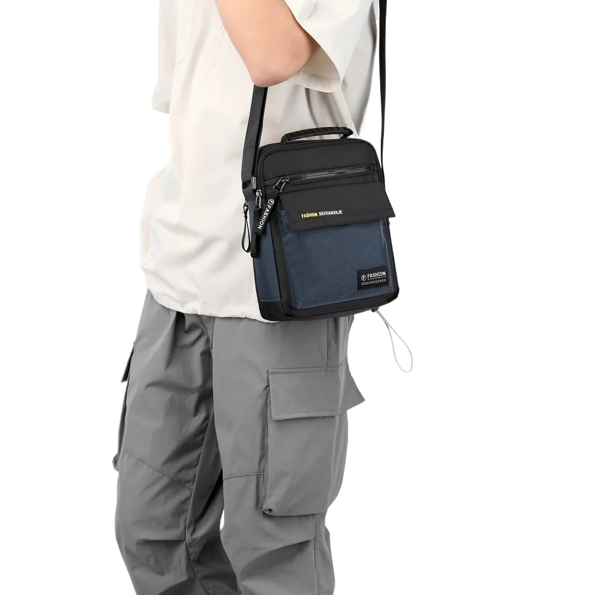 Bolso de hombro inclinado informal para oficina, material de nailon, para senderismo al aire libre, bolso de hombro de viaje, almacenamiento de documentos para cambio de teléfono móvil