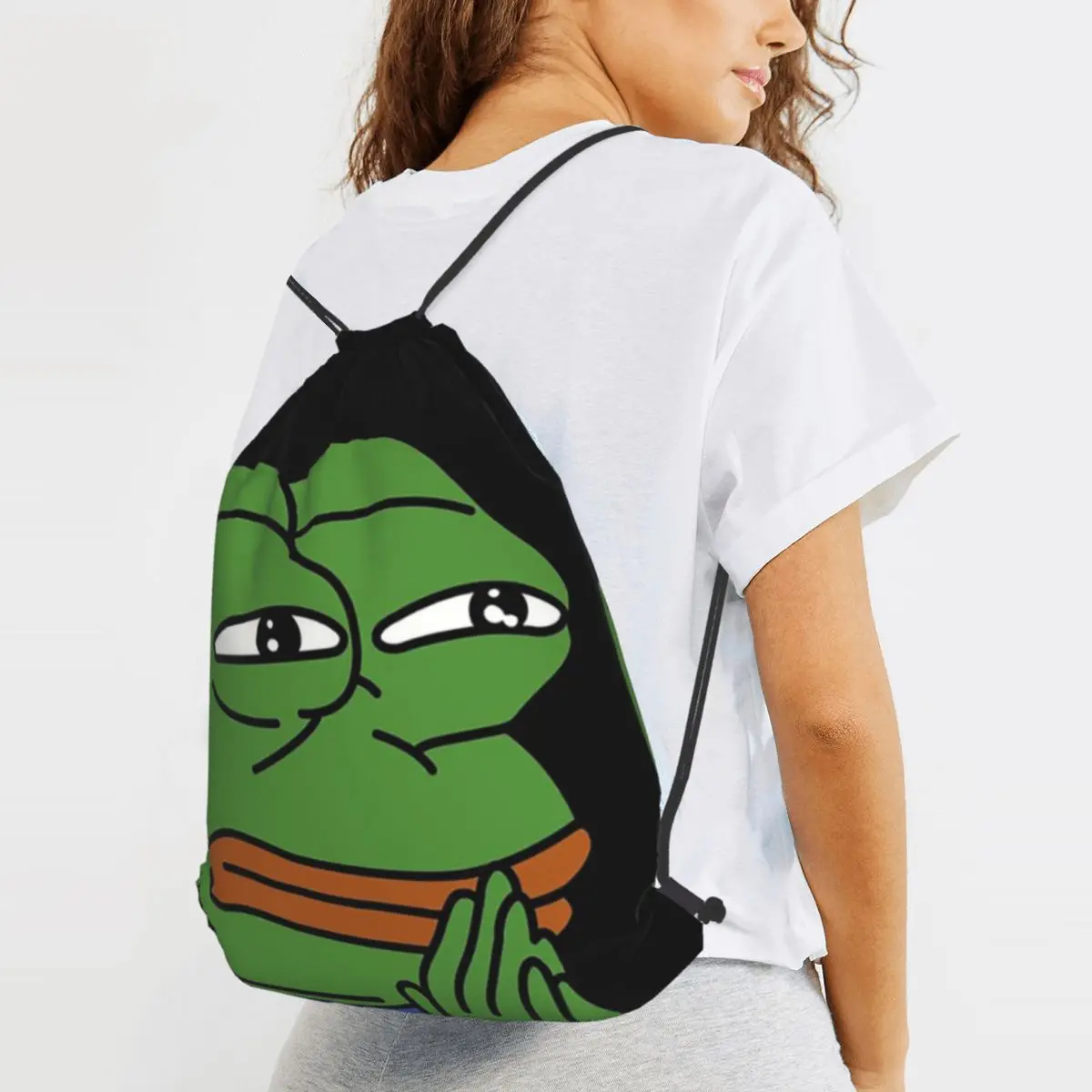 MonkaHmm Emote High Quality Backpacks Fashion Drawstring Bags Sports Bag Book Bags for Man Woman Students