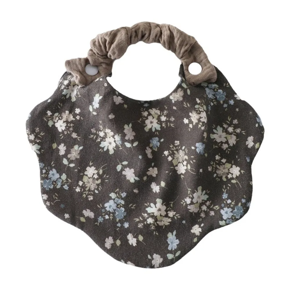 Cotton Gauze Feeding Bib 360-Degree Coverage Printed Design Burp Cloth Floral Pattern Wave Shape Cotton Bibs For Toddlers