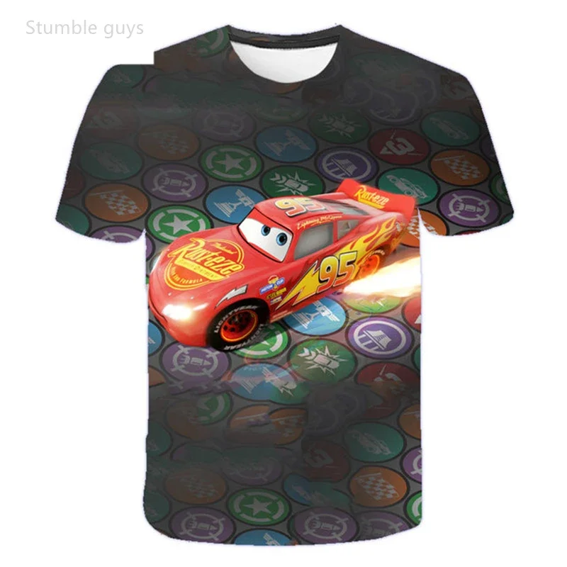 Girls Cars T-Shirt Cute Cartoon Print Summer Short Sleeve So