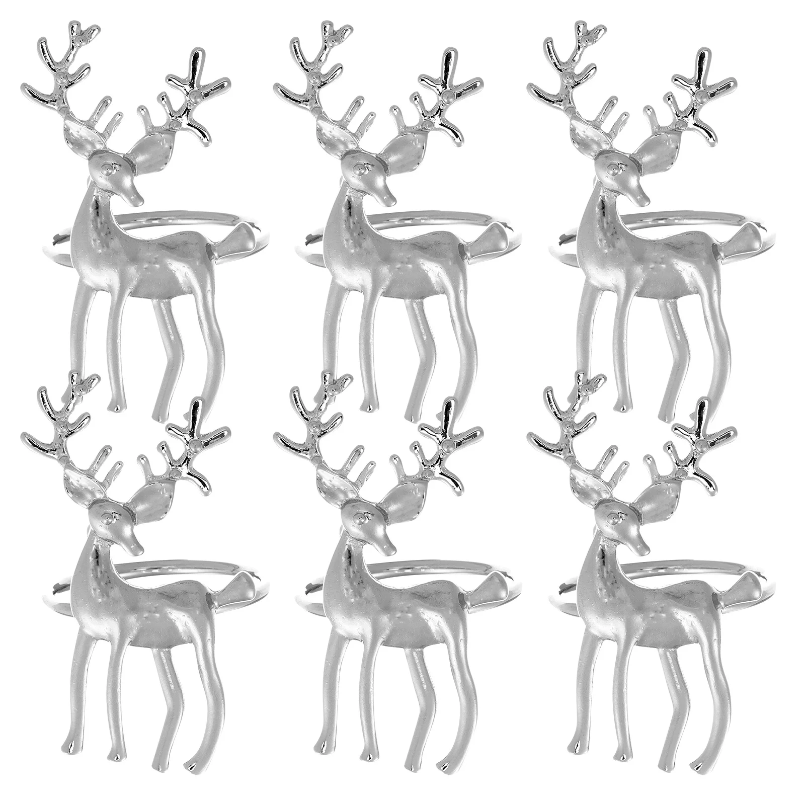 

6Pcs Christmas Napkin Rings Deer Design Metal Dining Decors Practical Table Napkin Holders Metal Dining Decors