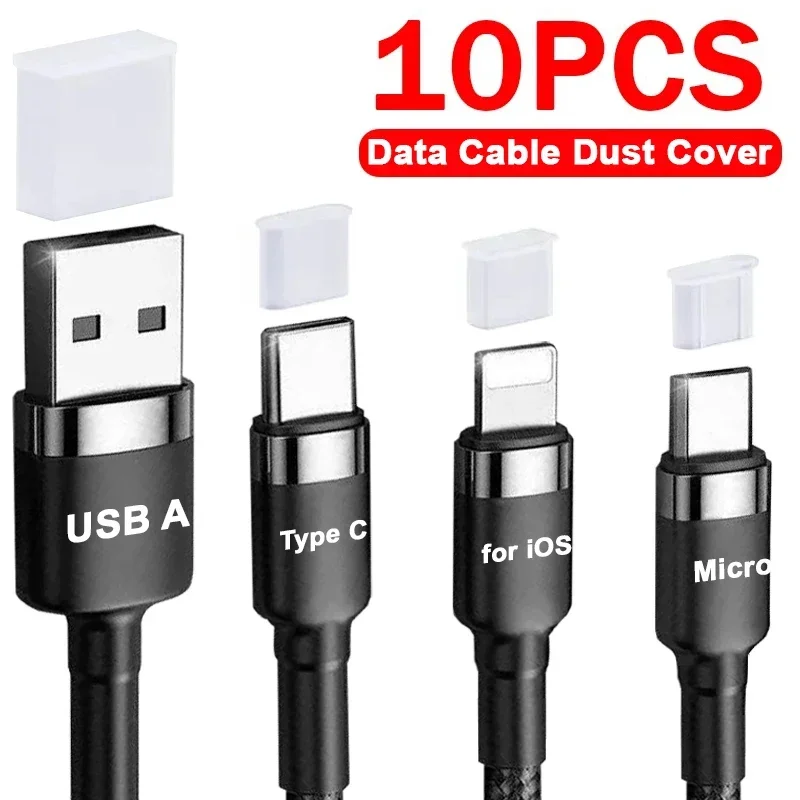 Waterproof Data Cable Dust Plug Protective Cover for Apple IOS Type C Micro USB Silicone Anti-dust Protectors Caps for USB A