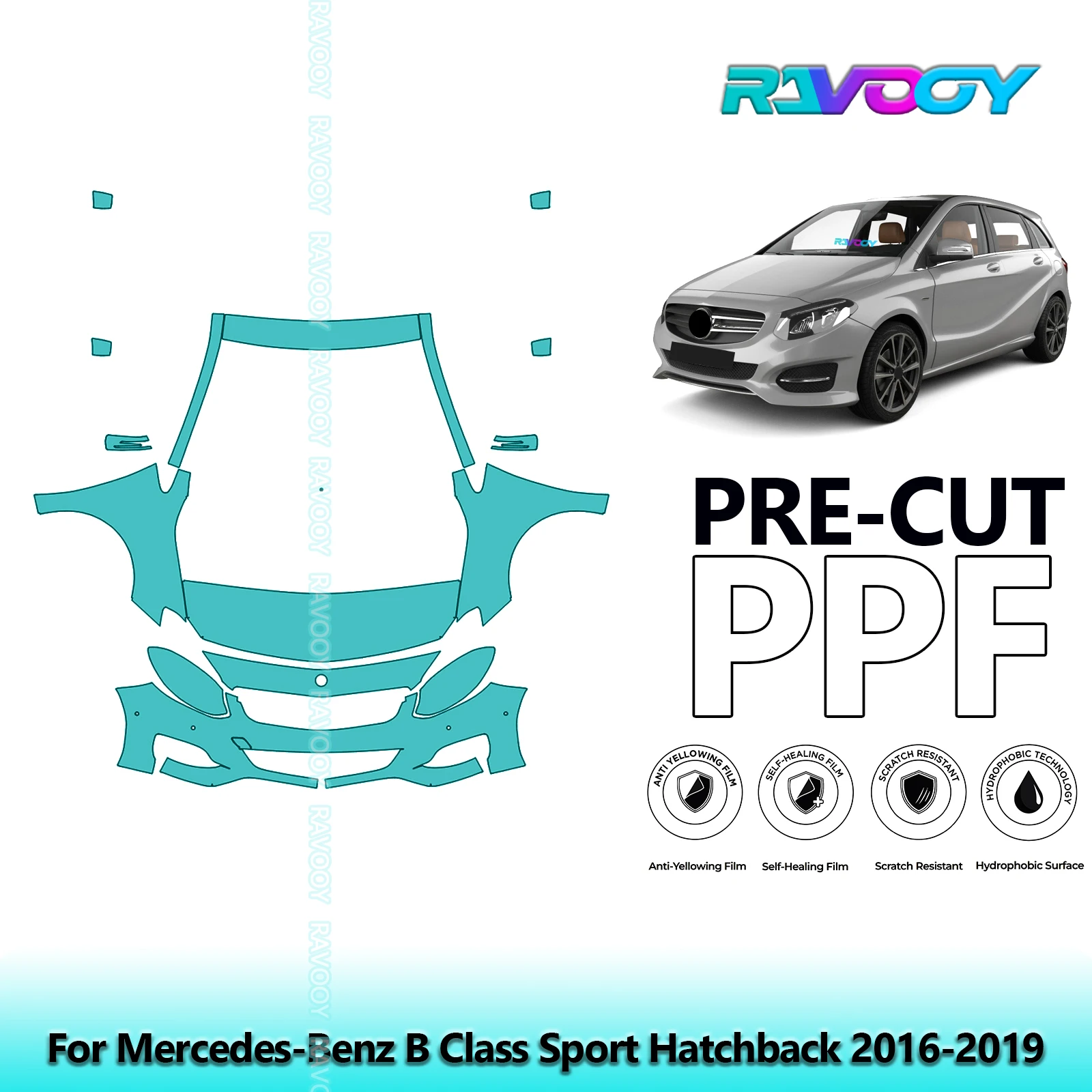 

Car Front Kit Clear Bra Precut PPF Paint Protection Film For Mercedes-Benz B Class Sport Hatchback 2016-2019