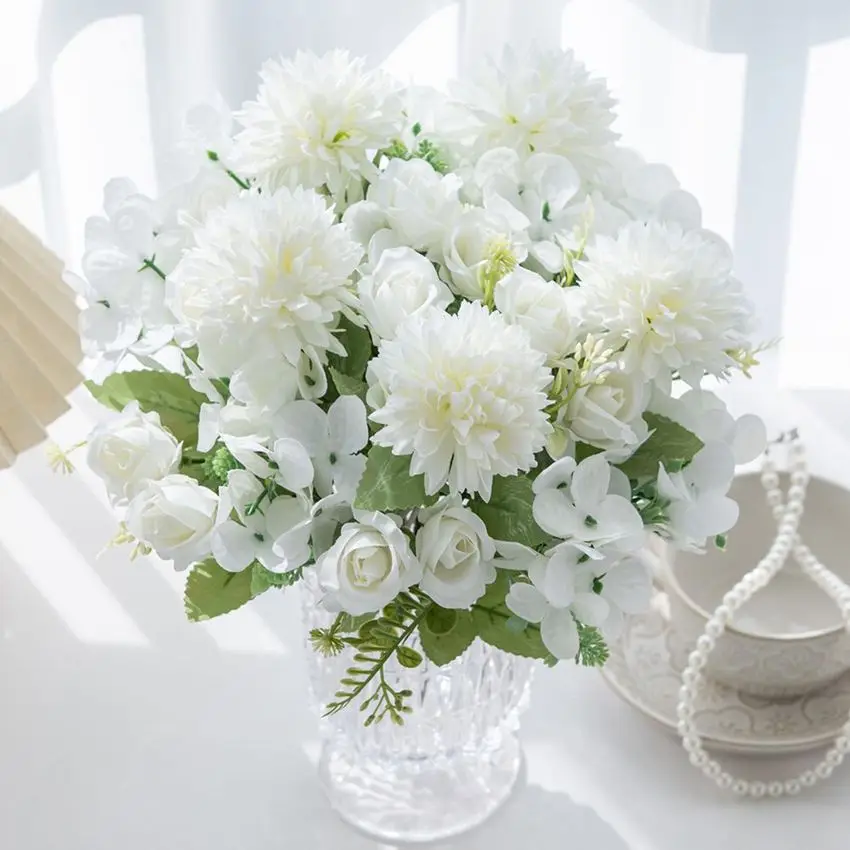 Artificial Flower silk Rose Home Vase Table dishgarden festival Party Outdoor Garden Wedding Bride Bouquet DIY Gift box Decorati