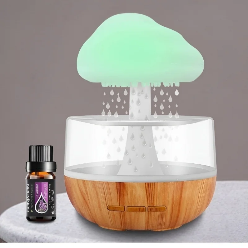 Smart Color Changing Humidifier Aromatherapy Machine White Noise Rain Drops Night Light