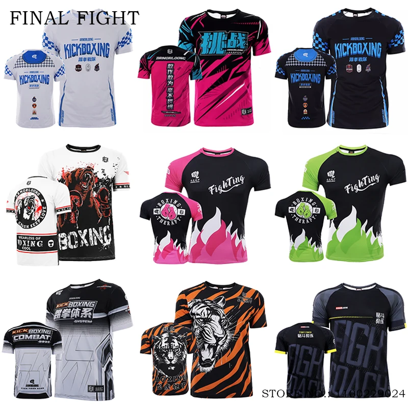 Muay Thai T-Shirt Fighter Boxing Training Tank Top Men Women BJJ MMA Rashguard Quick Dry Mixed Martial Arts Cage Fighting Shirt