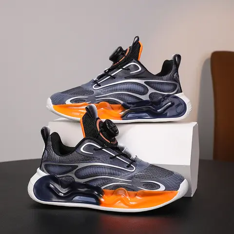 Crianças sapatos esportivos nova fivela rotativa correndo escola casual leve antiderrapante treinamento conforto tênis planos para crianças