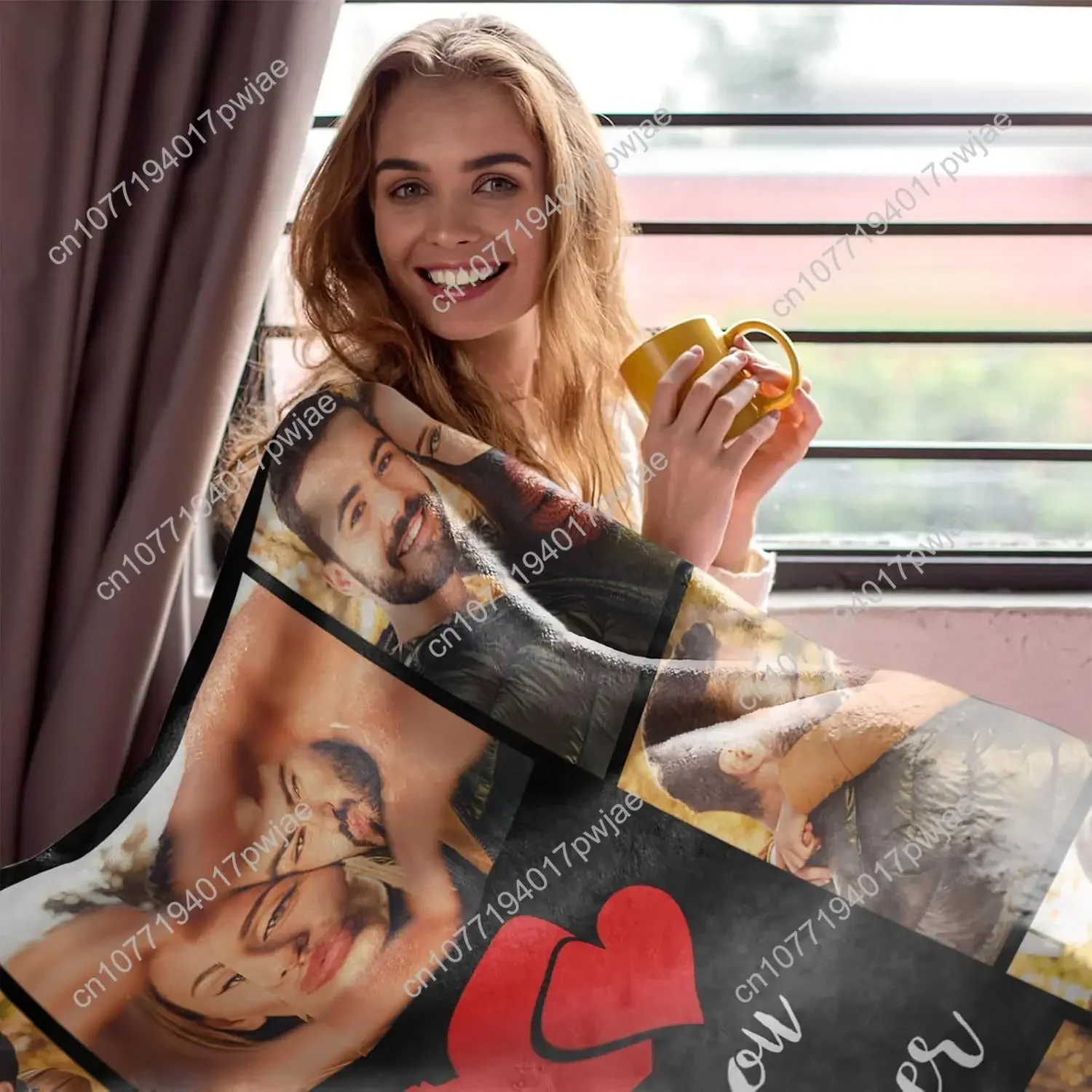 Ships Next Day Custom Blanket with Picture Text Personalized Throw Blanket Photo Collage Blankets Customized Valentines Day Gift
