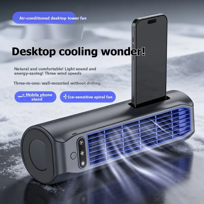 B83B Multifunctional Bladeless Desktop Fan Mobile Stand Enabled Portable Cooling Fan For Kitchen Office Bedroom Indoor Use