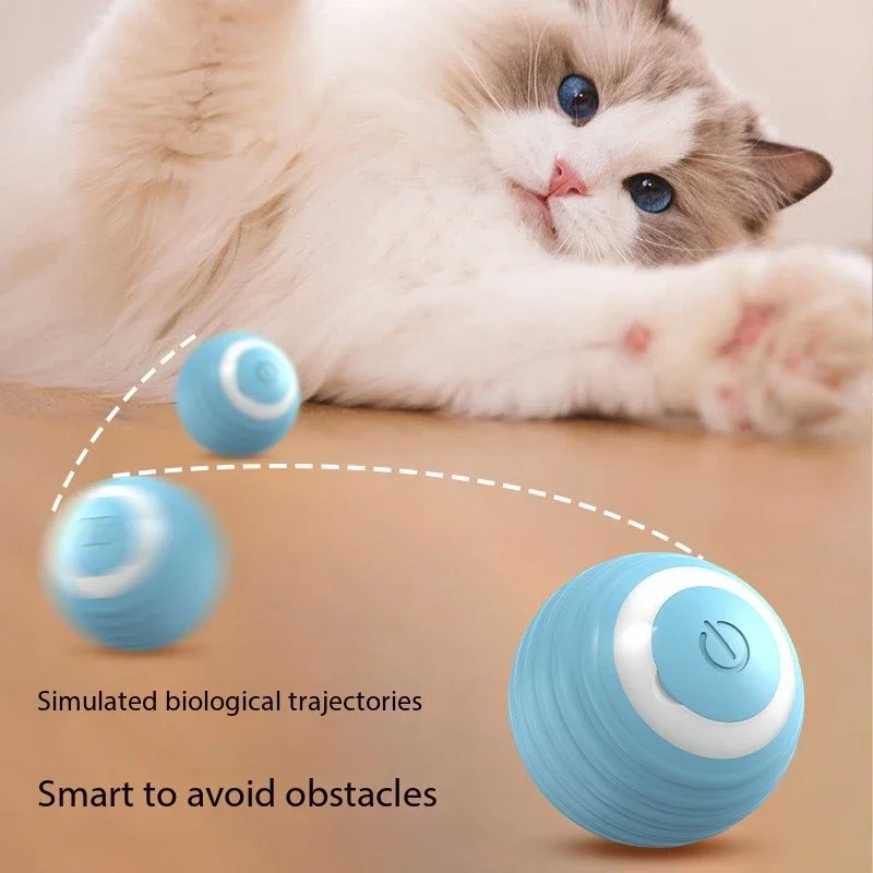 Cat Intelligent Self Entertainment Toy Automatic Teasing Cat Grinding Teeth, Bite Resistant Pet Balldog Toy Glowing Rolling Ball