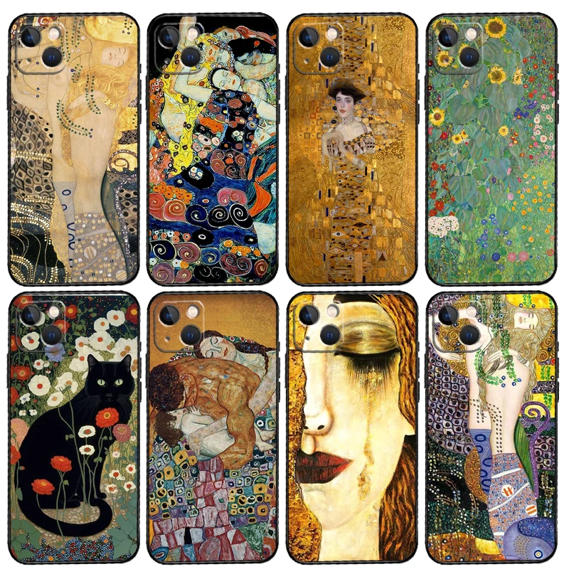 Gustav Klimt Art Phone Case For iPhone 14 13 12 11 15 16 Pro Max 7 8 Plus X XR XS Max 12 13 Mini Cover Case