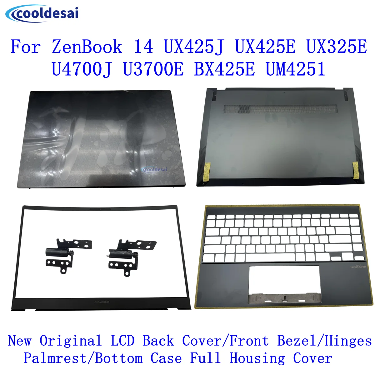 New For ZenBook 14 UX425 UX425J UX425E UX325E U4700J U3700E BX425E UM4251 LCD Back Cover/Front Bezel/Hinges/Palmrest/Bottom Case