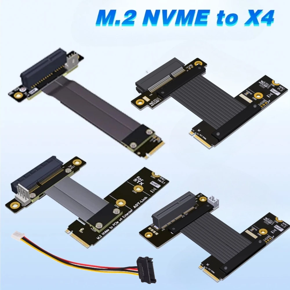 

ADT M42UF PCIe X4 4.0 / 3.0 Удлинительный соединительный кабель PCI Express 4x To M.2 NVMe M Key 2280 Riser Card Gen4.0 Удлинительная линия 64 Гбит/с
