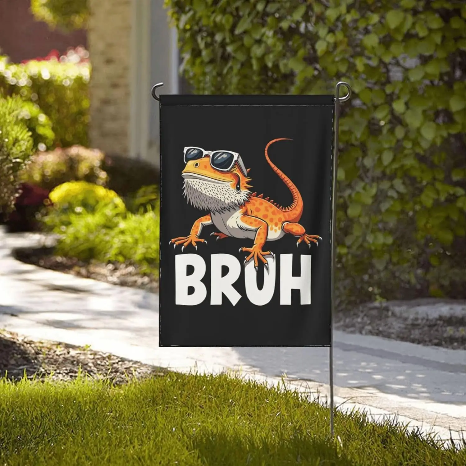 Bruh Bearded Dragon Garden Flags Funny Garden Flag 12x18 Double Sided Decorative Banner For Holiday Outdoor Decorations LLO  uui