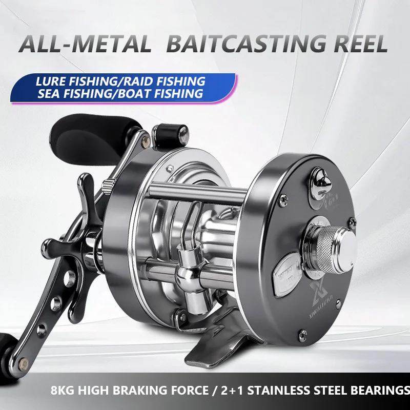 Moulinet de pêche Baitcasting Mvallos BF-40 3 roulements en acier inoxydable rapport de vitesse 5.2:1 forte Force de freinage 8kg moulinet de pêche rond léger