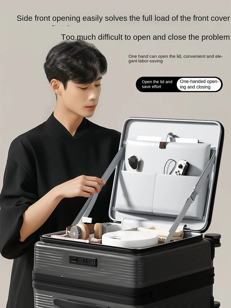 Koper Kabin Multifungsi 2025 Model Baru Ukuran Kecil dengan Bukaan Samping 18/20 inci, Koper Perjalanan dengan Ruang Penyimpanan Besar dan Dalam