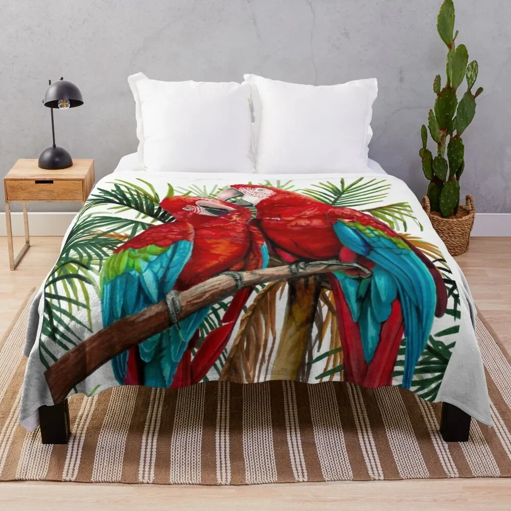 

Macaws in Love Throw Blanket Luxurious Soft Fuzzy Blanket for Sofa Bed