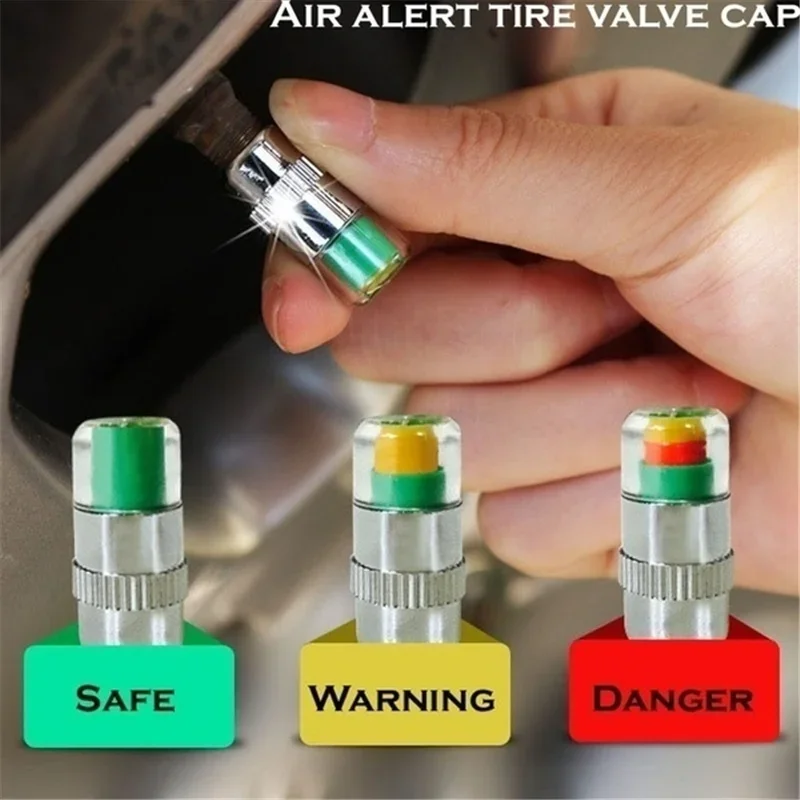 4pcs/Set Plastic core type car tire valve cap High precision tire pressure monitoring cap Air pressure detection warning