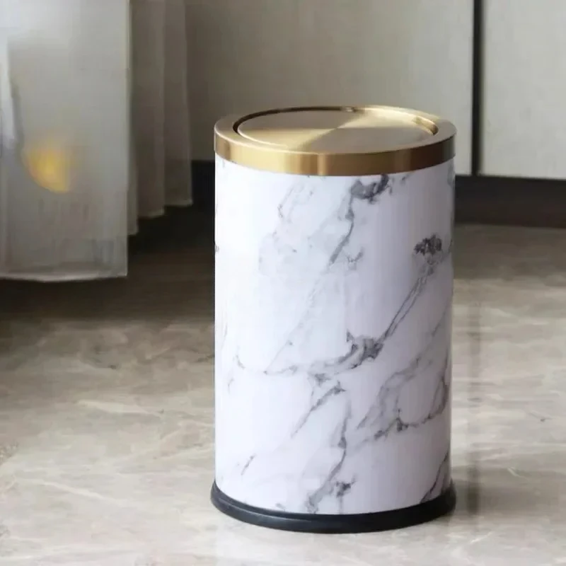 

Luxury Gold Trash Can Bedroom Stainless Steel Home Office Bathroom Trash Bin Kitchen Cabinet Storage Poubelle Storage