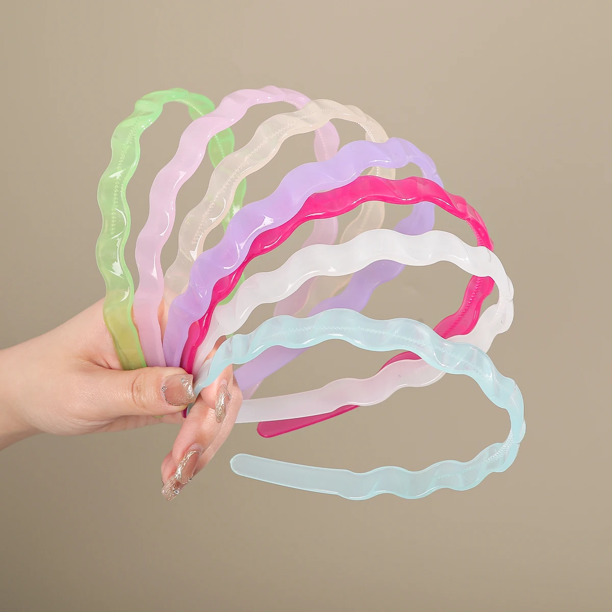 AWAYTR Korean Candy Colors Wave Hair Band Women  Plastic Bezel Girls Hair Hoop Thin Edge Headband Hair Accessories New Hairband