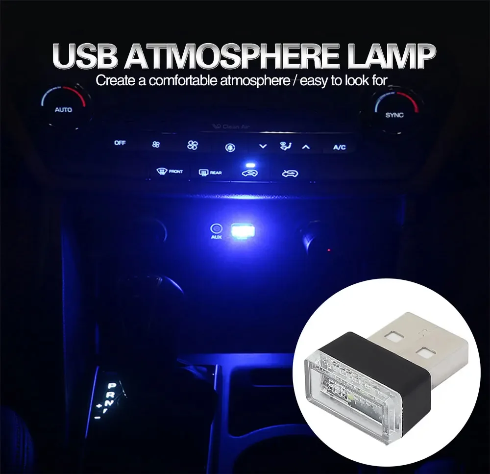 

Car Mini USB LED Ambient Light Decorative Atmosphere Lamps Interior Environment Portable Light Plug Play Party Atmosphere Lamp