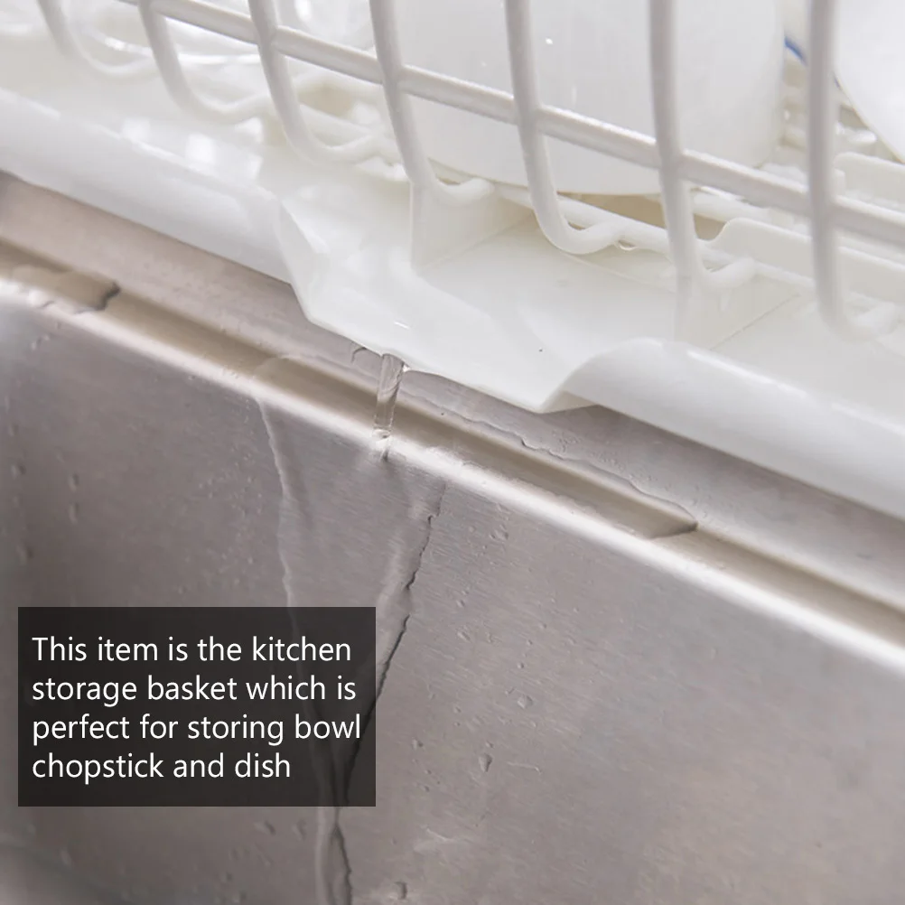 

Kitchen Storage Basket Sink Drain Bowl Chopstick Rack Plastic Container White For Kitchen Utensils Plate Holder Fruit