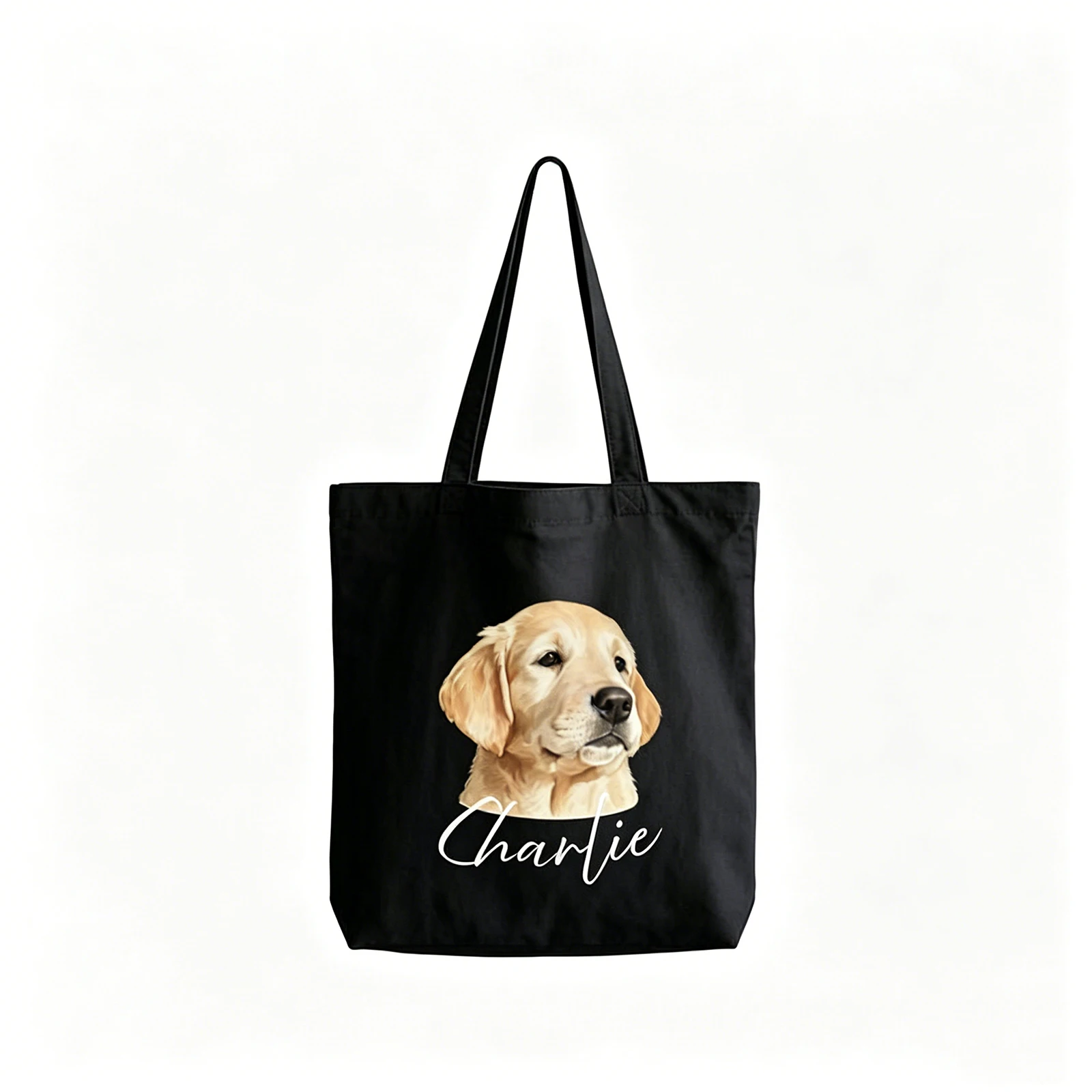 

Cotton Canvas Tote Bag Custom Portrait From Photo Print Fashion Handbag Practical Gift For Close Friends