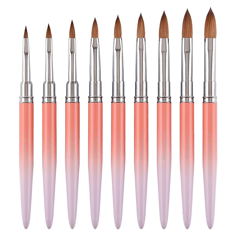 1PC Kolinsky Capelli Pennello per nail art Gel UV acrilico Penna per intaglio Pennello Polvere liquida Strumenti di disegno per pittura per unghie fai da te