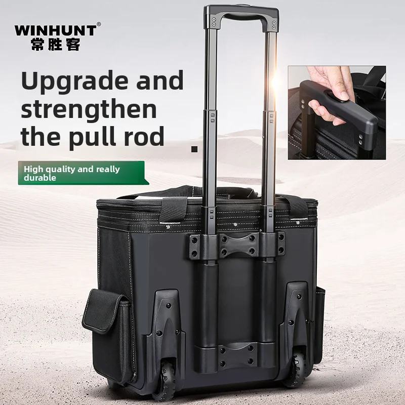 WINHUNT Rolling Tool Bag Wheeled Toolbox Trolley Multifunction Canvas Heavy Duty Thick Wear Resistant Electrician Repair Tool Ca