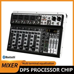 Professional 4 6 8 Channel Bluetooth Audio Mixer Sound Mixing Console Audio Interface USB Sound Card for Computer Home Karaoke