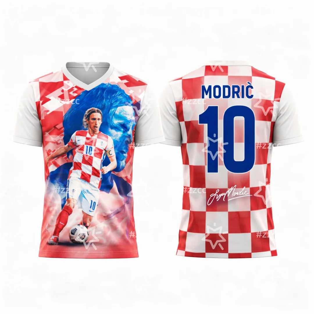 Croatia Soccer Jersey Red White Check Star Multi-Action Player Print Back No.10 Decor Script 2026 Crest Fan Football Shirt - view 4