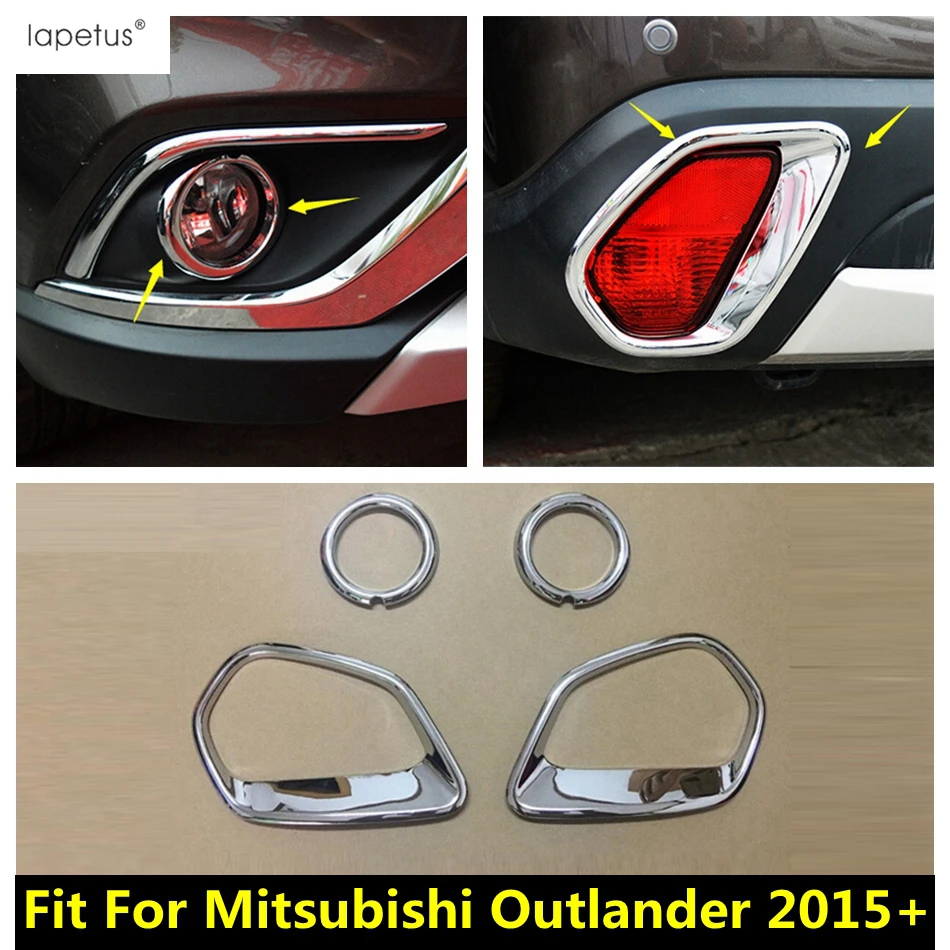 Accessories For Mitsubishi Outlander 2015 - 2022 Front Rear Fog Light Lamp Ring  Frame Molding Cover Trim ABS Chrome Decoration